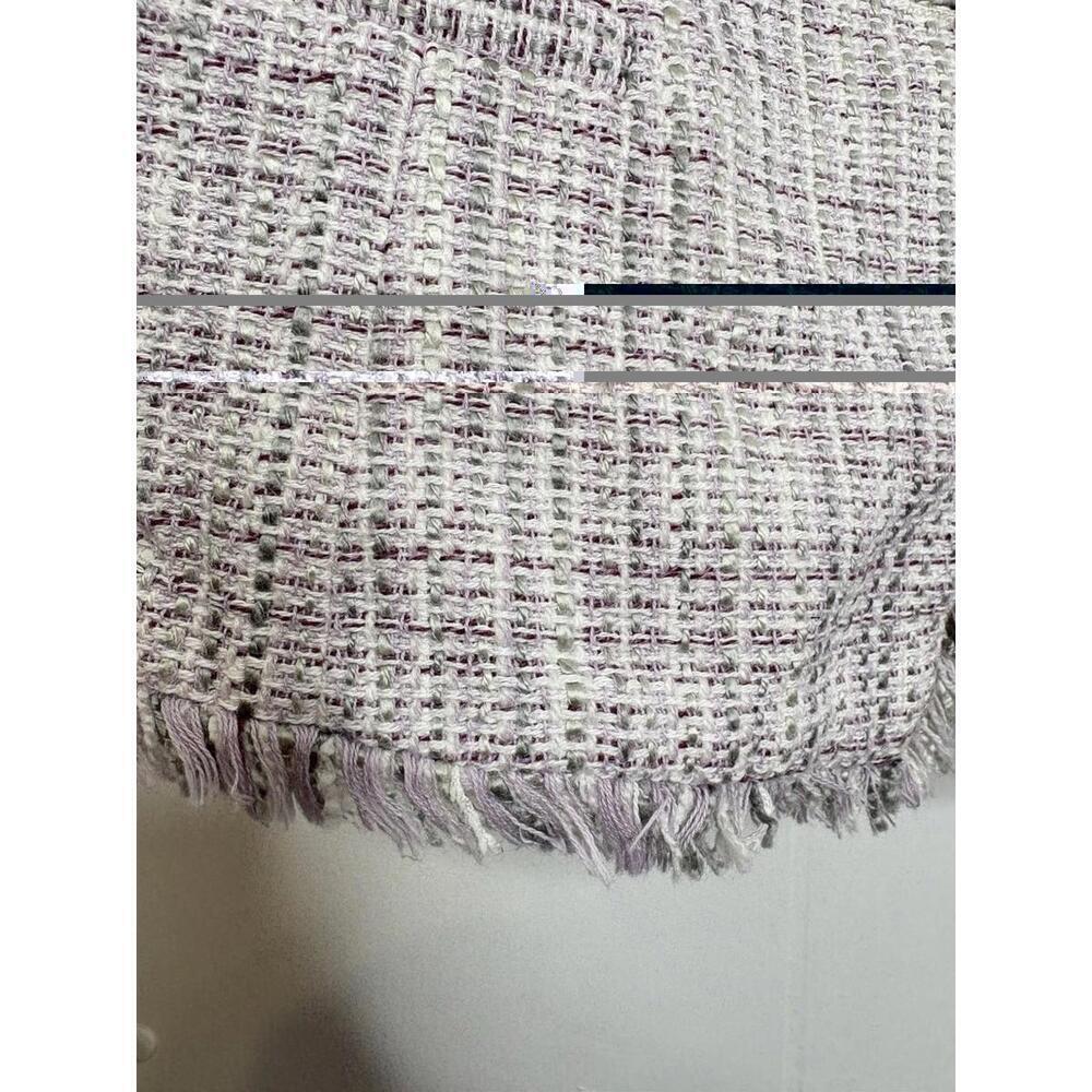 Whbm Blazer Womens 8 Tweed Fringe Cropped Feminine Girly Corpcore Lavender - Picture 4 of 8